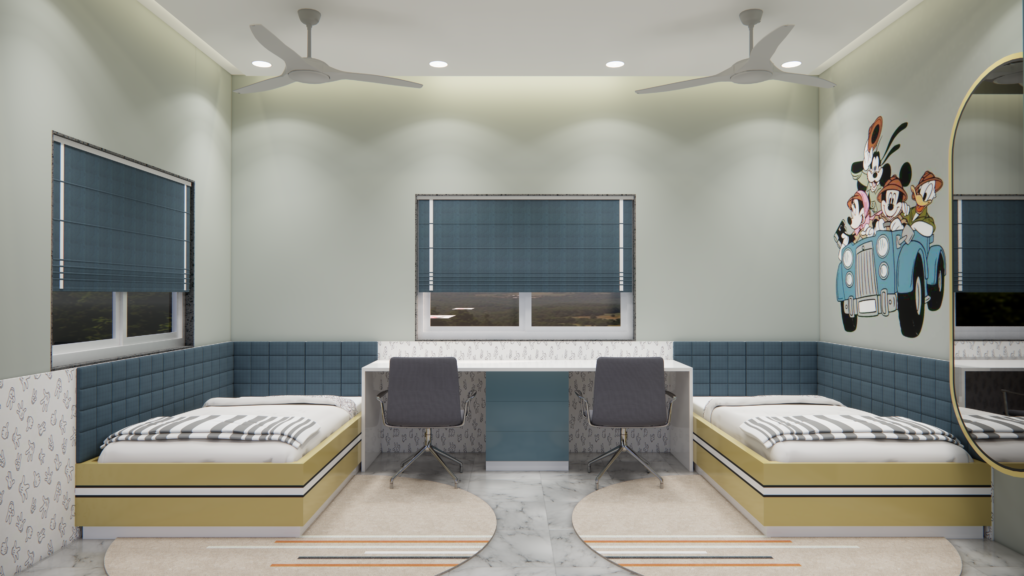 Playful and Cozy Wall Design for a Kids Bedroom
