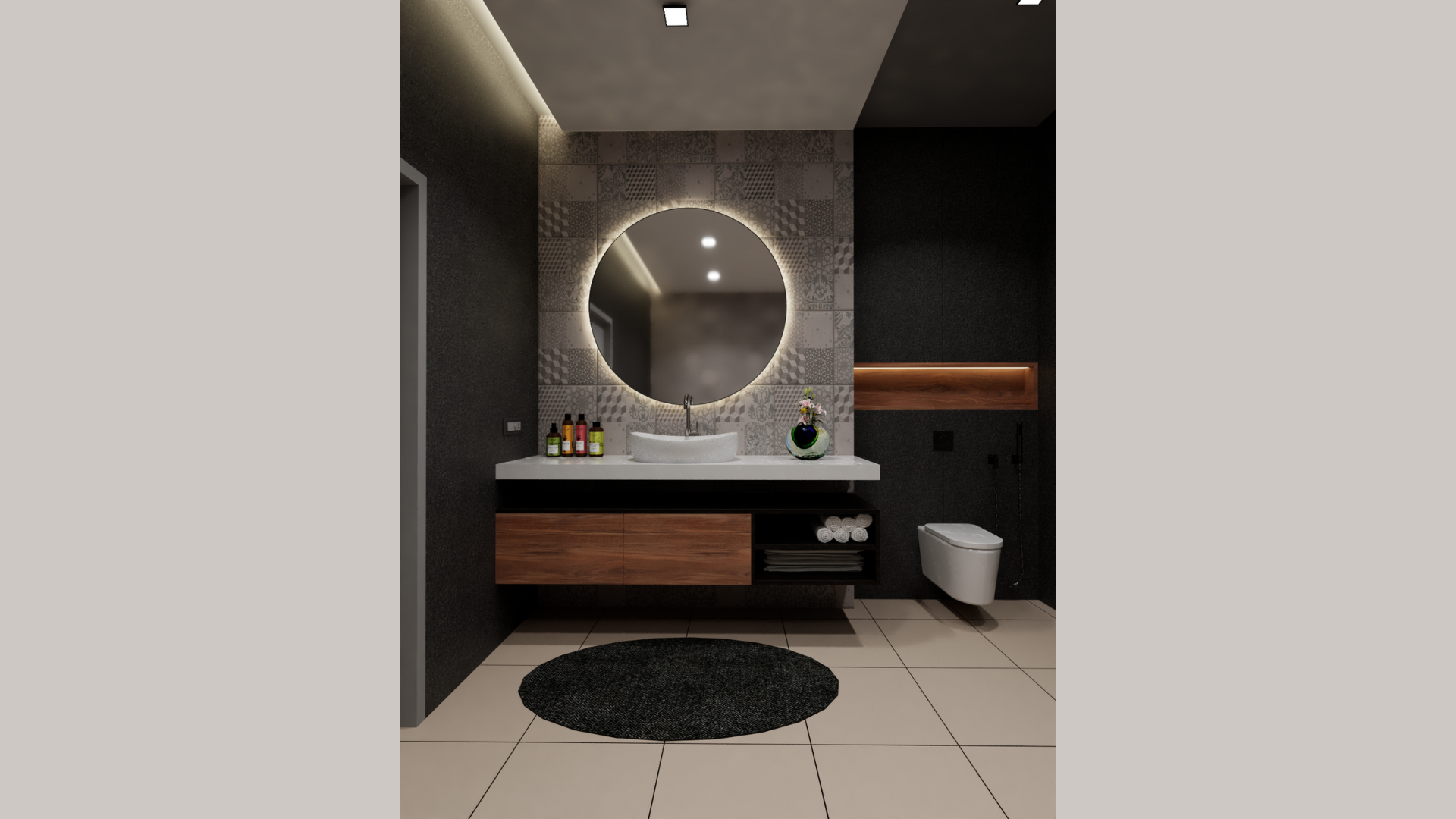8x8-Bathroom-Interior-Design-Black-Theme - Smartscale House Design