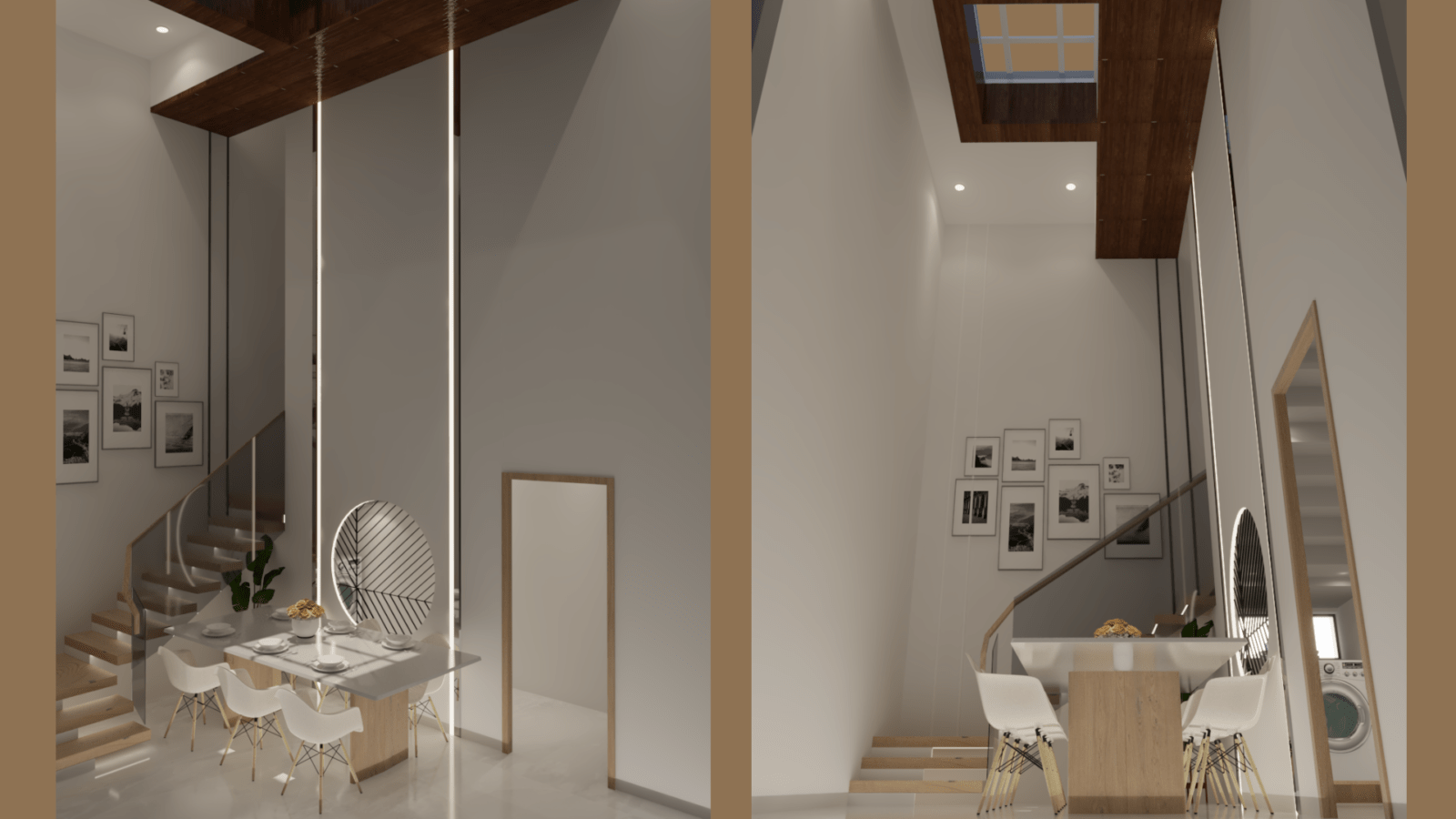 10x10 Dining Room Interior Design Cream Wooden Theme - Smartscale House ...