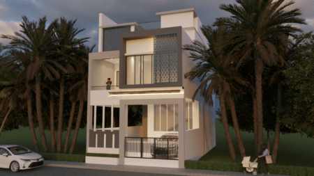 25x55-Bungalow-Grey-Beige-Theme-Elevation-2300 sq ft-smartscale-house-design