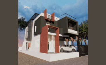 40x70-Modern-Elevation-Red-Grey-Theme-2000sqft-Builtup-smartscale-house-design-2