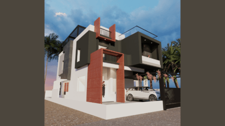 40x70-Modern-Elevation-Red-Grey-Theme-2000sqft-Builtup-smartscale-house-design-2
