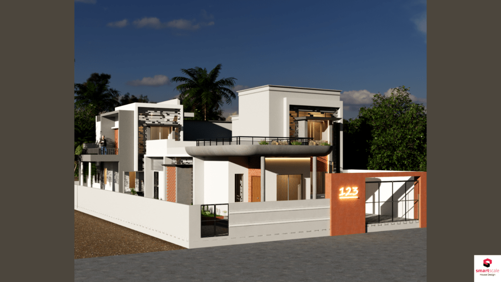 50x50-house plan-3d-Bungalow-Modern-White-Grey-Theme-2000sq ft-1