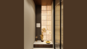 Pooja-Room-Modern-Interior-Design-Cream-Brown-Theme-smartsclae-house-design