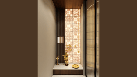Pooja-Room-Modern-Interior-Design-Cream-Brown-Theme-smartsclae-house-design