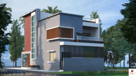 25x55 sqft-Bungalow-Elevation-Modern-Style-Duplex-Design-smartscale house design