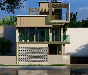 30x60 House Plan 3D Elevation - Modern Duplex Front Elevation