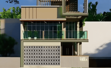 30x60 House Plan 3D Elevation - Modern Duplex Front Elevation