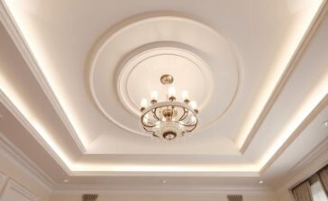 Classic Circular False Ceiling Design with Chandelier Highlight