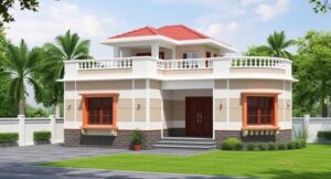 17x45 House Plan 3D – South Facing