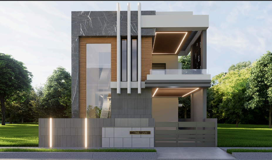 25x50 house plan 3d elevation front view