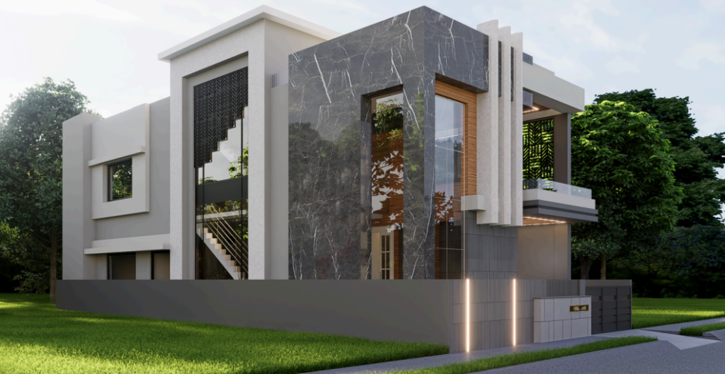 25x50 house plan 3d elevation side view