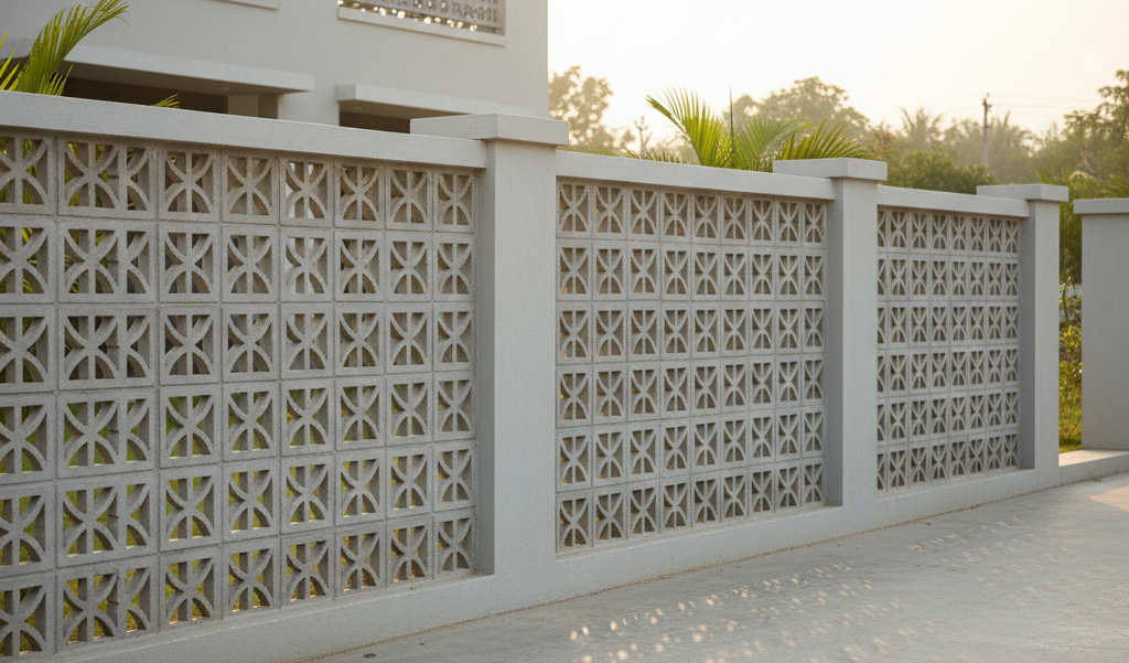 Compound Wall with Jali (Perforated Blocks)
