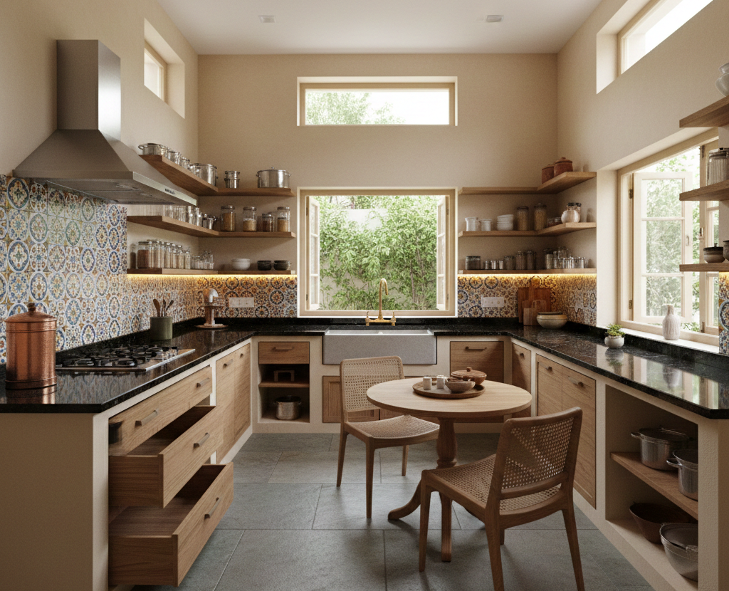 Village Kitchen Design with Utility Space