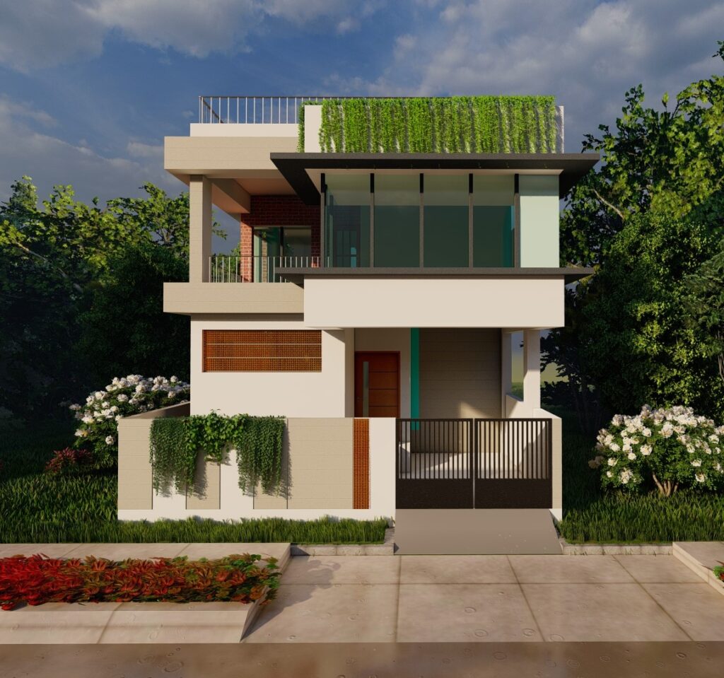 modern villa 3d elevation design