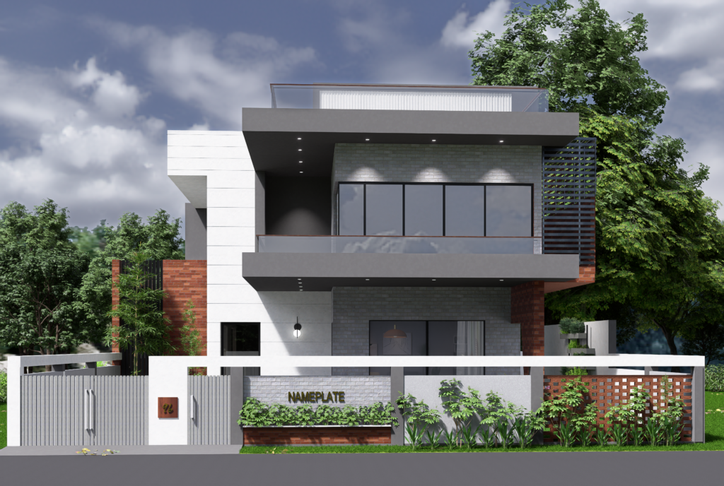 duplex villa 3d elevation design​