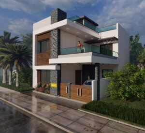 20x50 house 3d elevation design g+1 contemporary villa design