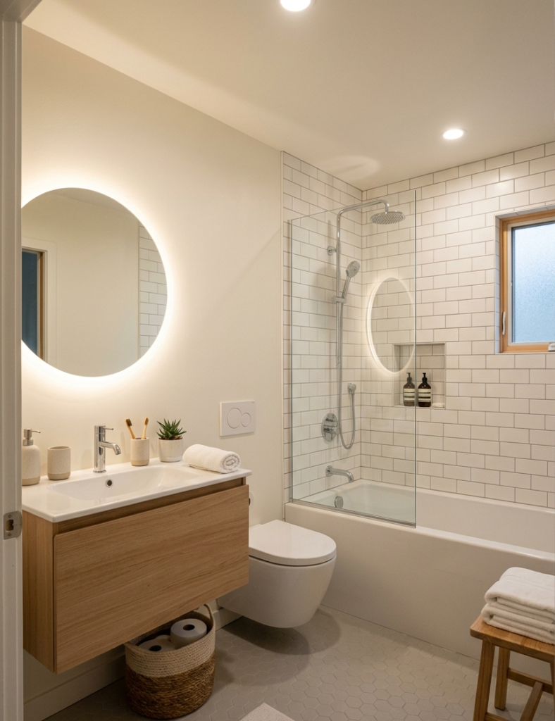 5x7 Bathroom Layout Traditional Tub and Shower Combo Layout