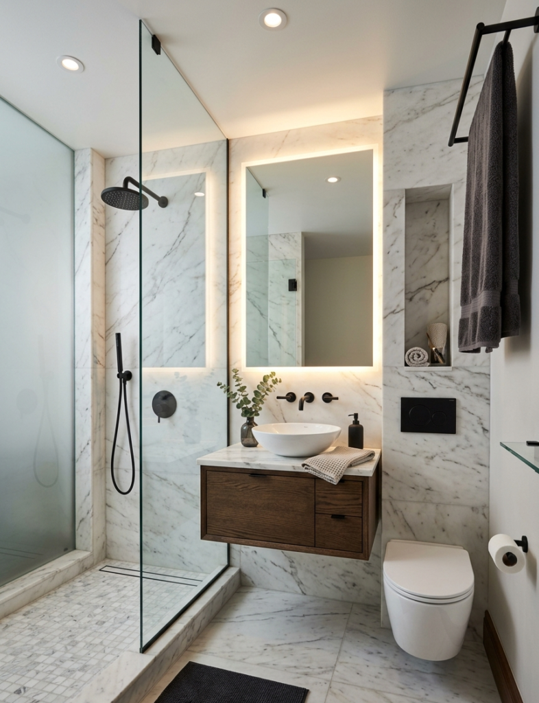 5x7 Walk-In Shower Layout for Small Bathrooms