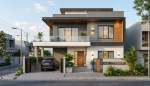 Modern 35x40 House Plan with 3D Front Elevation