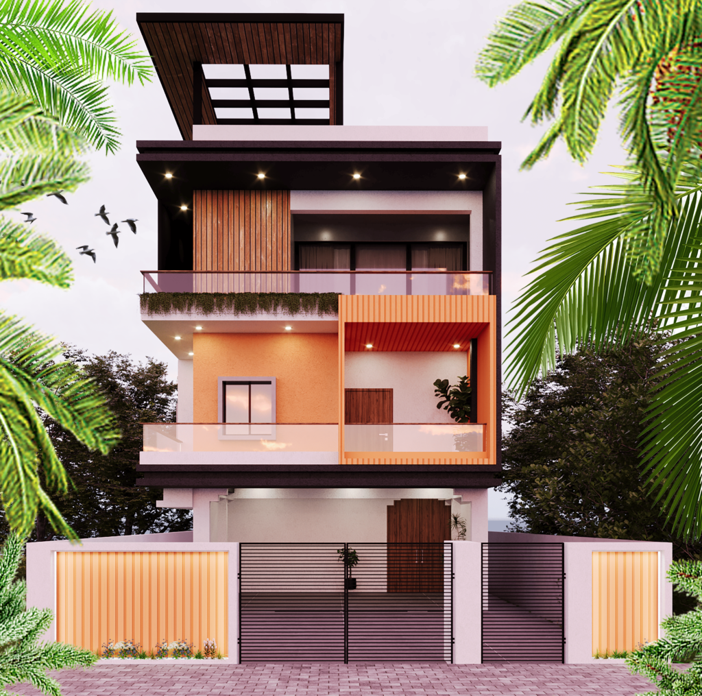 25x70 House Plan 3D elevation desing east facing