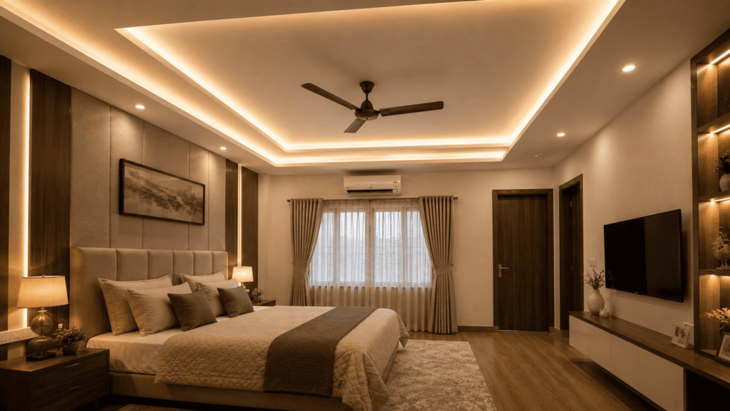 Plus Minus POP Design for Bedroom With Fan
