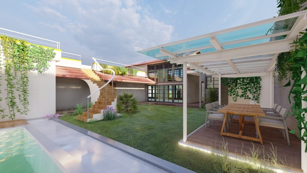 resort Pergola Seating & Outdoor Dining Area design