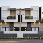Modern 1BHK Row House Design Twin Unit Elevation 40x40 1600 sq ft