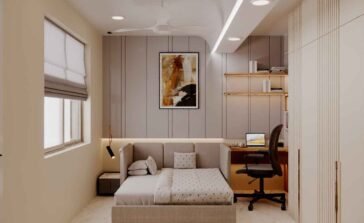 Study Room Design with Bed