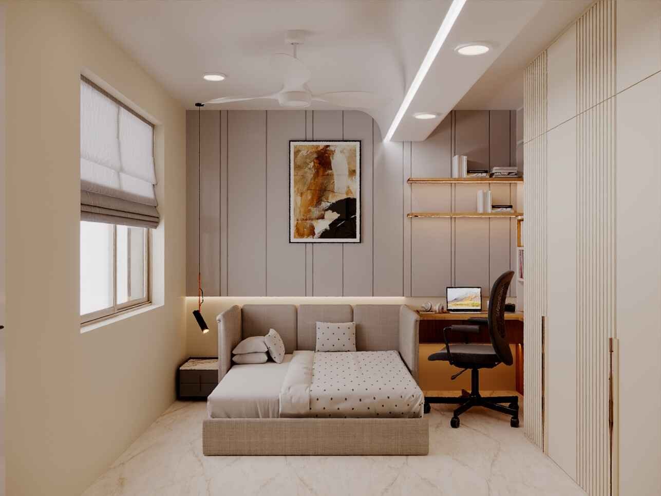 Study Room Design with Bed