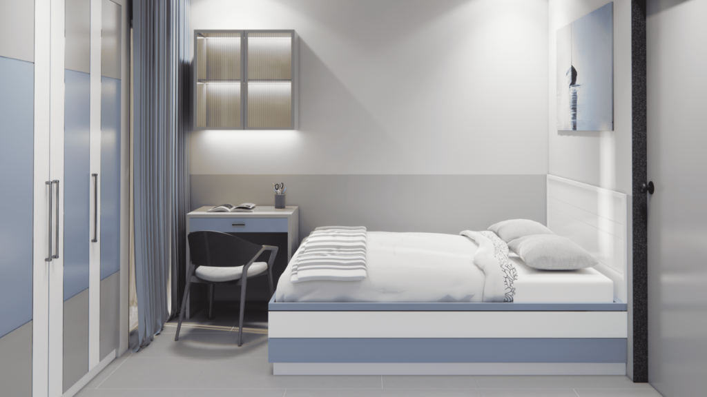 12x10-bedroom-design-blue-grey-wardrobe-study-desk