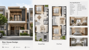 row house design in 1200 sq ft